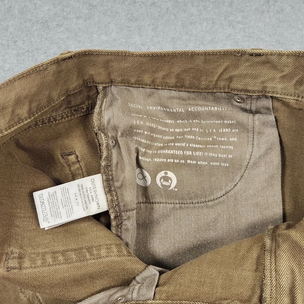 Outerknown Jeans 34x30 (Actual 36x32) Green Brown Denim SEA Drifter Tapered